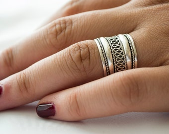 Sterling Silver Ring for Women, Sterling Silver Ring Band, Unique Silver Ring, Boho Ring, Bali Style Ring, Wide Band Ring, Bohemian Ring