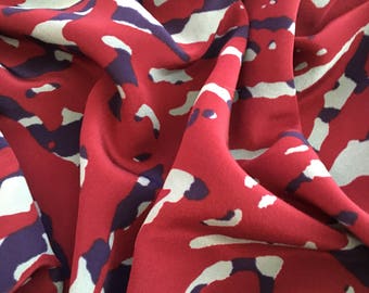 Maroon Camouflage Silk Fabric by the Yard, Silk Yardage, Camouflage Fabric, Yardage