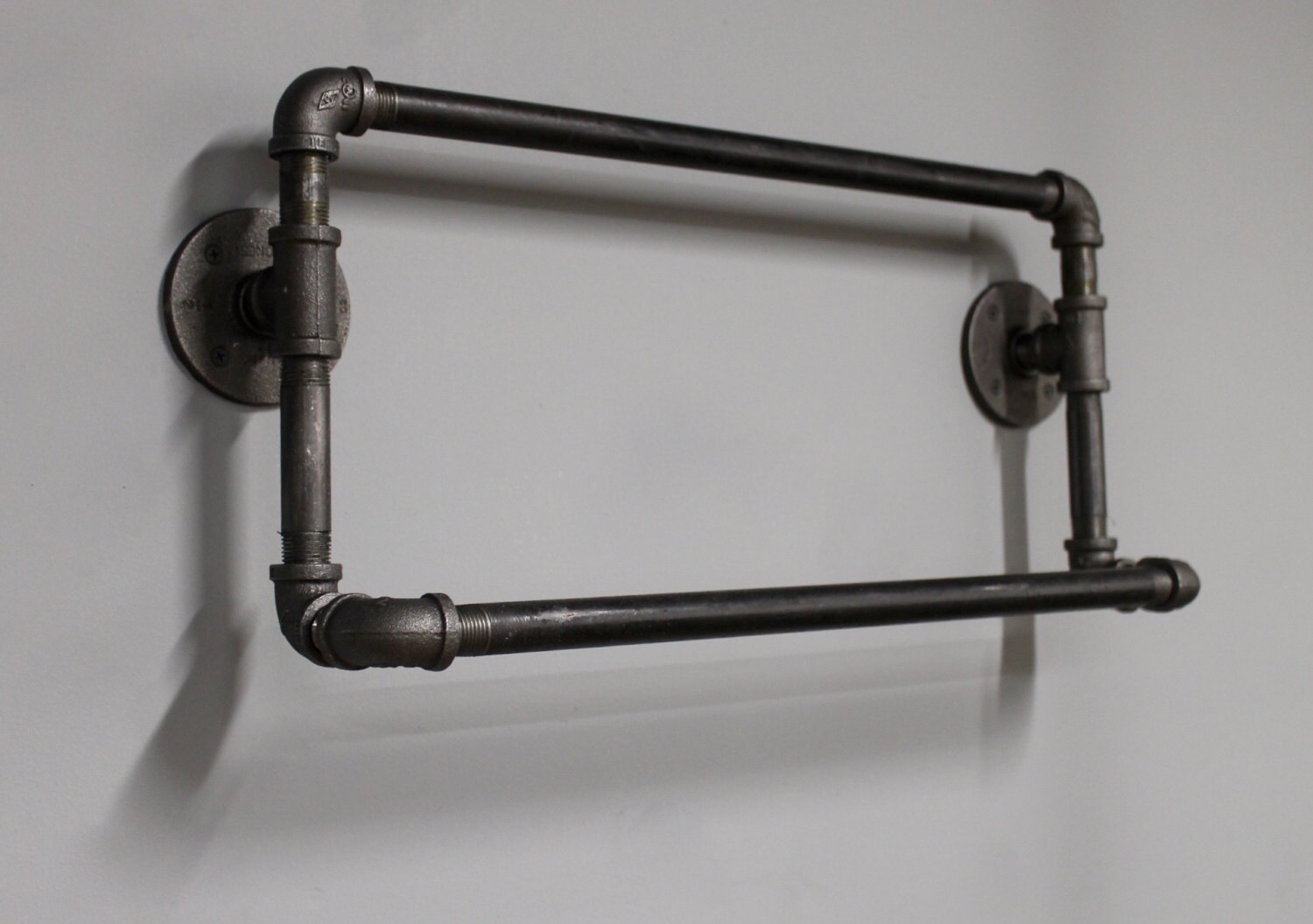 Rustic Industrial Style Double Towel Bar Plumbing Pipe Steel