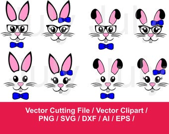 Bunny Face svg, Rabbit Face svg, Bunny clipart, Bunny svg Files , svg, dxf, ai, eps, png, Rabbits cutting files, Easter svg