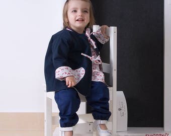 Girls jacket reversible navy / cherry print