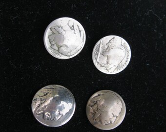 Vintage Buffalo head Nickel buttons, Hand made coin buttons, button covers