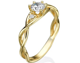 Diamond engagement ring, Engagement ring, Diamond ring, Unique engagement ring, 14k ring, Yellow gold ring, 0.50CT Diamond, Solitaire Ring,