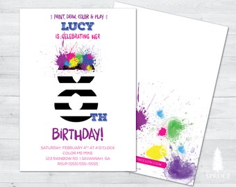 art birthday party invitation, art party invitation, paint party invitation, watercolor birthday party invitation, paint birthday party