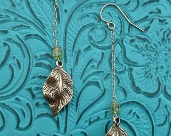 Peridot and Leaves Earrings