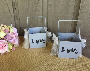 Flower girl baskets/ industrial flower girl basket/ industrial wedding/ metal baskets/ baskets for flower girl/ rustic glam/ altered rustic
