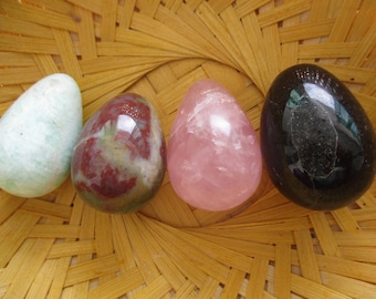 2nd Quality Rose Quartz Yoni Egg | Blood stone |Obsidian | Narmadeshwar | Biack agate | Amazonite Yellow Quartz | Handmade Reiki Infused