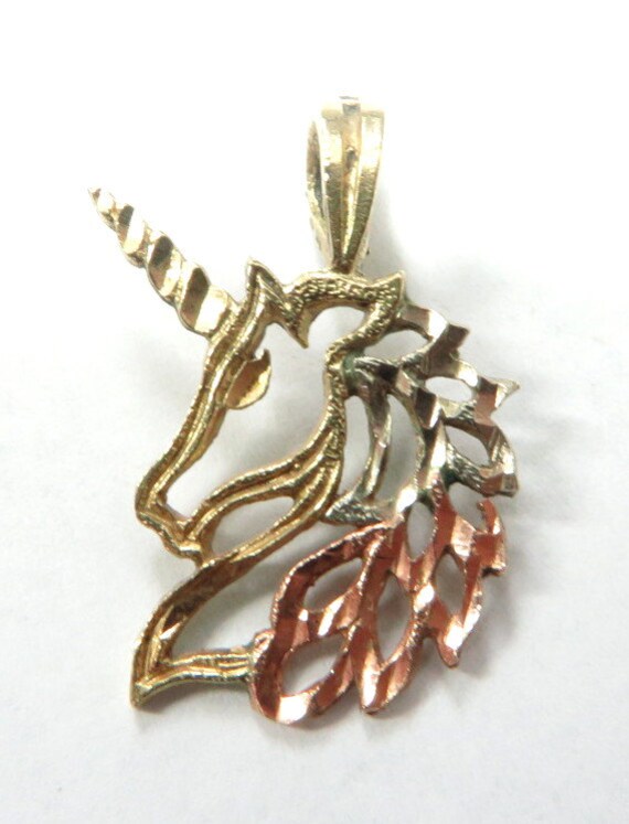 14k Gold Unicorn Charm Pendant