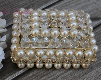 NEW!! Beautiful Crystal and Pearl Box, Wedding Lasso Box, Wedding Jewelry Box, Wedding Arras, Jewelry Box, Wedding Gift, Anniversary Gift