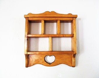 Heavy Wood Hanging Shelf With Heart Design