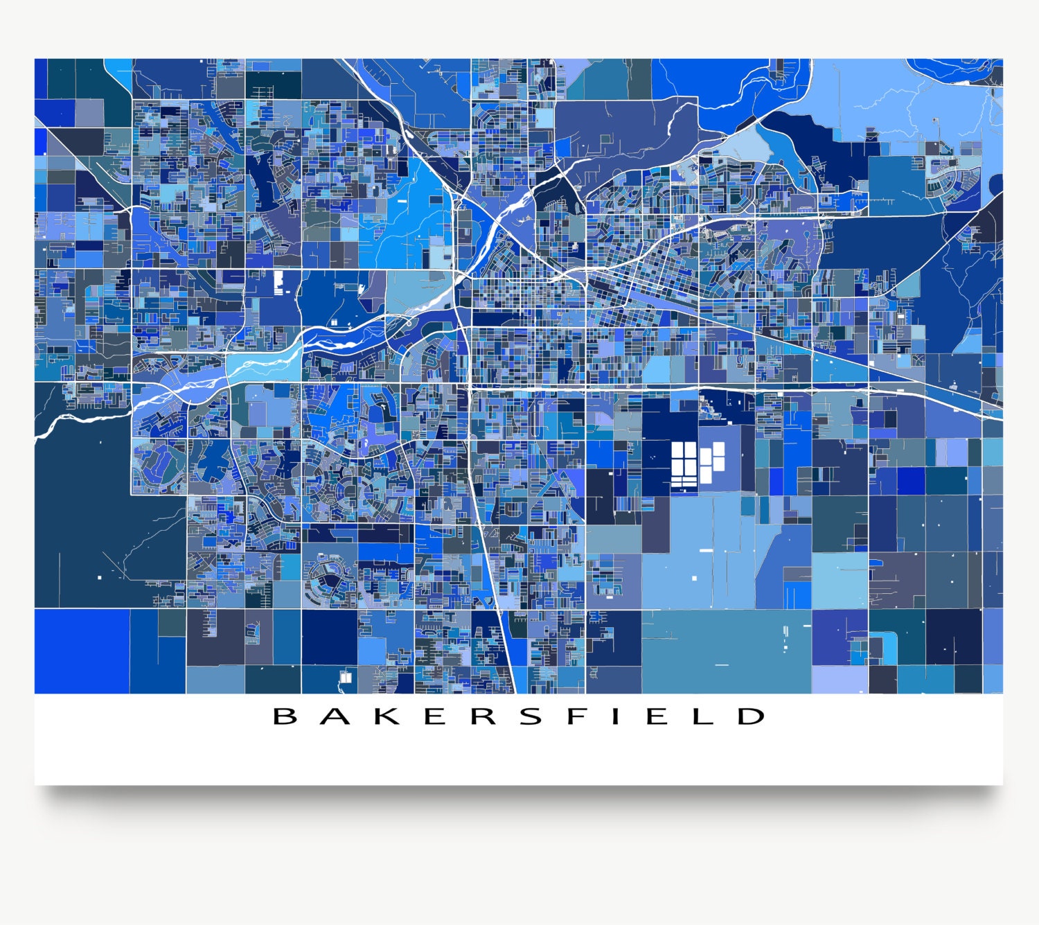 Bakersfield Map Print Bakersfield California City Art   Il Fullxfull.1119371243 G1b6 