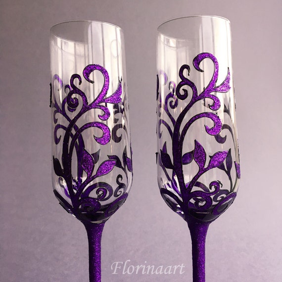 Gothic Purple glasses Gothic gift Gothic Wedding Glasses