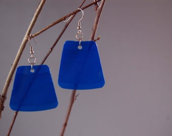 Blue Vinyl Record Earrings - upcycled
