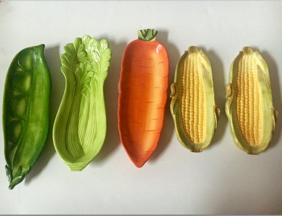 Vintage Vegetable Shaped Ceramic Dishes Assorted Relish tray