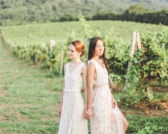 Flowy wedding dress, Wedding dress, Boho wedding dress, Bohemian wedding dress, Bridal dress, Ivory wedding dress, 0055 // 2016