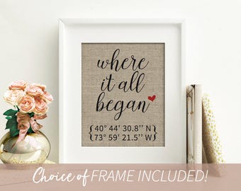 Where It All Began Engagement Gift | Anniversary Gifts for Boyfriend | Custom Coordinates | Coordinates Sign | Anniversary Gifts for Husband