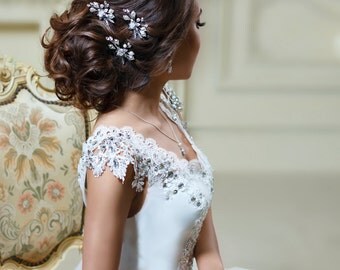 Bridal hair pins Pearl hair pins Wedding bobby pins Crystal Silver hair pins Bridal bobby pins Wedding hair clip Ivory pearl headpiece