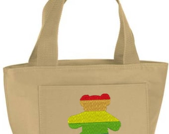 Embroidered Gay Teddy Bear Insulated Lunch Bag