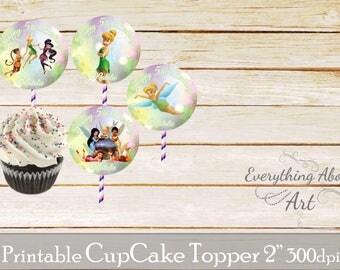 Tinkerbell cupcake toppers, Tinkerbell birthday party, Tinkerbell and friends cupcake toppers, Printable cupcake toppers, Party supplies