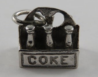 6 Pack of Coke Bottles Sterling Silver Vintage Charm For Bracelet