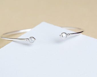 Silver Bangle, Pearl Bangle, Birthstone Bangle, Pearl Bracelet, Birthstone Bracelet, June Birthstone, Cuff Bracelet, Sterling Silver Bangle