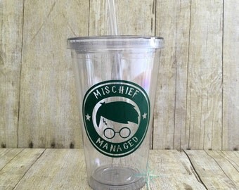 Harry Potter Tumbler, Harry Potter Starbucks Tumbler, Harry Potter Gift, Harry Potter Mischief Managed Tumbler, Starbucks Cup, Birthday Gift