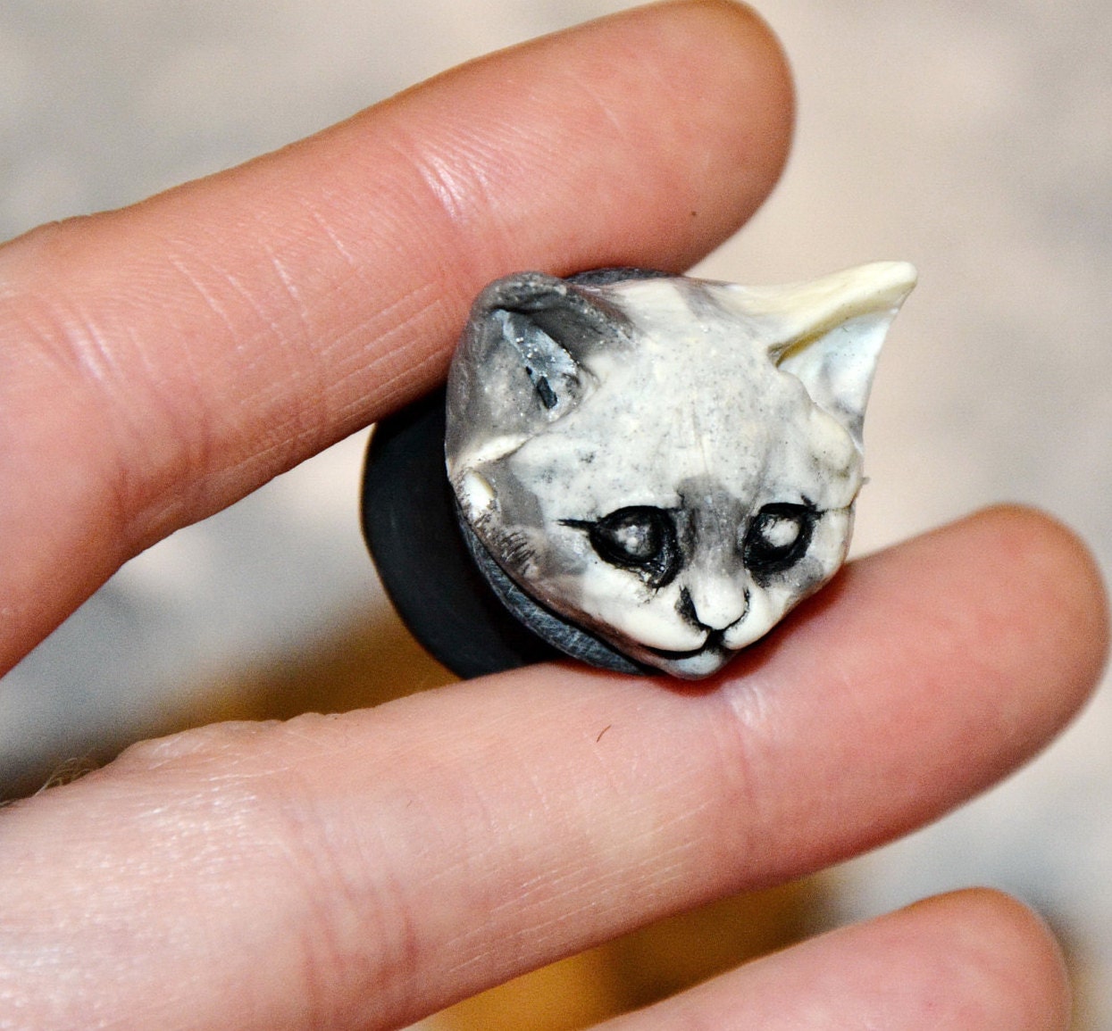 Ear plugs Plugs with cats Cat earrings Cat jewelry