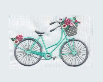 Bicycle with flowers Embroidery Design - Instant Digital Download