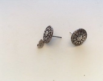 Sterling silver small button post earrings.