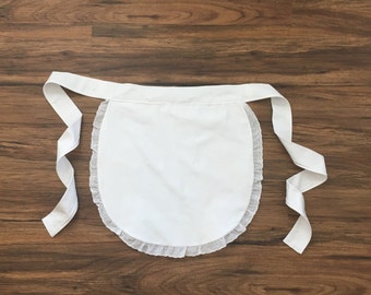 Girls White Half Apron, Clothing, Halloween, Kids Clothes, Birthday Costume, Alice in Wonderland, Apron ONLY