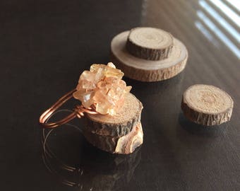 Raw Imperial Topaz Ring, Imperial Topaz Cluster Ring - Size US 7.5