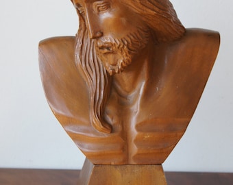 Antique Jesus Christ Carved Wooden Devotional Holy Father