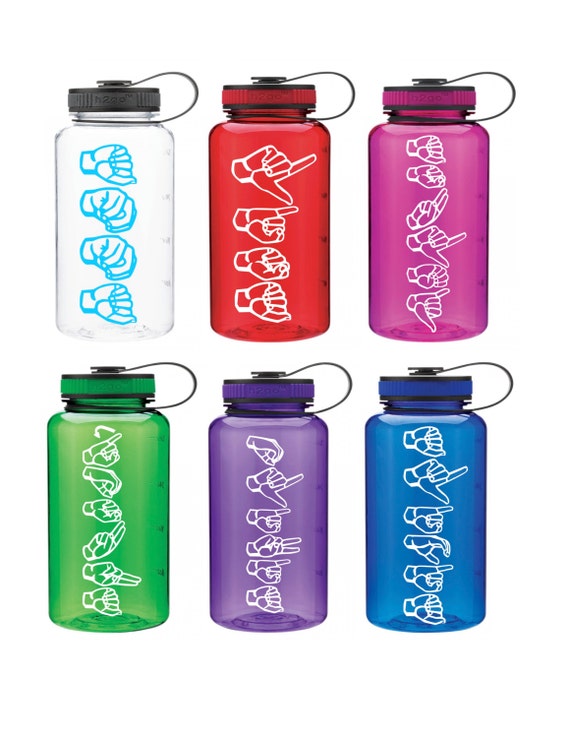 ASL sign language 34 oz water bottle names