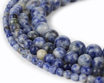 Natural Sodalite Blue Spot Stone Beads 15.5" strand Genuine 4mm 6mm 8mm 10mm