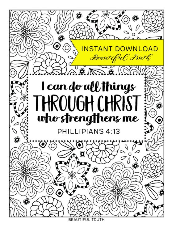 Coloring Page / I Can Do All Things Through Christ / Printable by ...