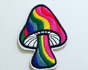 Magic Mushroom Iron-On Patch, Psychedelic Patch, DIY Embroidery, Embroidered Applique, Embroidery Badge, Hippie Gift