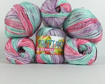 Italian Yarn Adriafil Fruttamix 50 gram - Cotton Yarn - Summer Yarn - Knitting Yarn - Crochet Yarn - Ribbon Yarn -multi colored - Plied yarn
