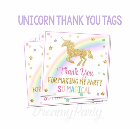 unicorn thank you tags rainbow unicorn tags unicorn birthday