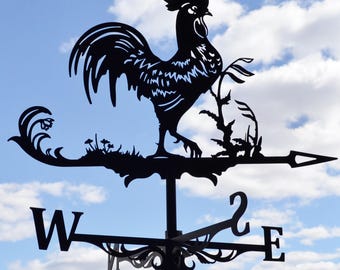 Rooster Chicken Metal Weathervane Roof Mount Wind Decor