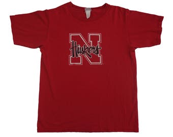 Vintage 80s 90s University of Nebraska Huskers Tee - Vintage Huskers NCAA Sports Big Ten U of N Tshirt - L