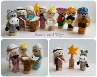 Crochet Nativity Finger puppets Christmas toy Nativity set Christmas creche Christmas Story Holiday Gift Christmas decor Kids gift baby gift