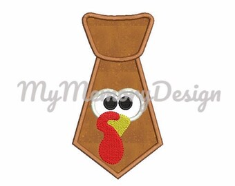Thanksgiving embroidery design - Turkey applique design - Tie applique design - Machine embroidery design - Instant download - 3 size