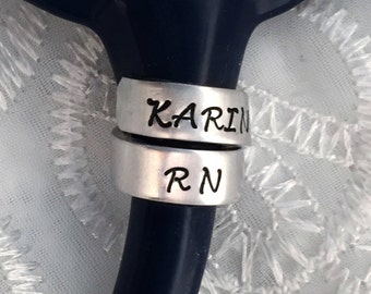 Stethoscope ID Tag, Stethoscope Ring, Spiral Wrap Stethoscope ID Name Tag, Nurse Gift, Doctor Gift, Personalized Stethoscope Ring