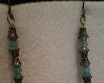 0151-Antique Brass with Czech Glass Bead earrings