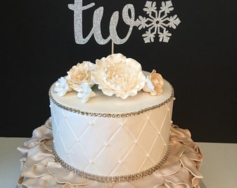 Two Winter Wonderland Glitter Birthday Cake Topper First Two Winter Wonderland Glitter Birthday Cake Topper First