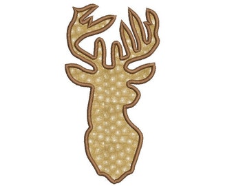 Deer head applique design - Deer embroidery pattern - Reindeer embroidery - Machine applique design - INSTANT DOWNLOAD - 4x4 5x7 6x10 size