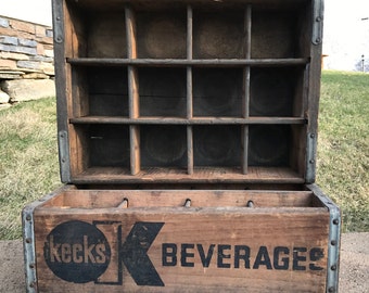 Kecks Beverages Wooden Soda Crate With Dividers