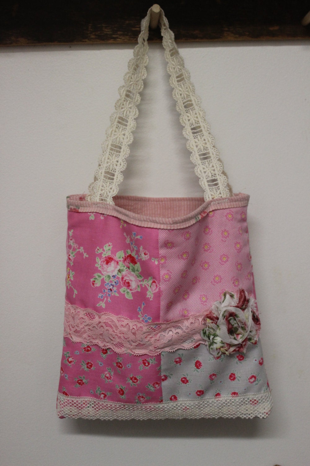 Shabby Chic Handbag Shabby Tote Bag Small by LittleHopesBlessings