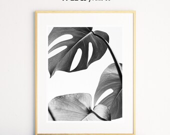 Monstera Leaf, Plant Print, Monstera Leaf, Black and White Prints, Monstera Print, Leaf Wall Art