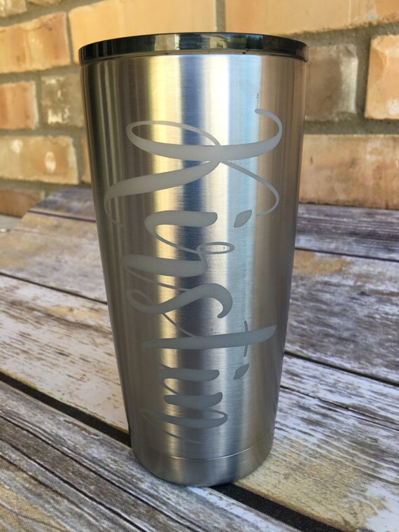 Etched 20 oz Stainless Steel Tumbler by TheInitialBelle on Etsy